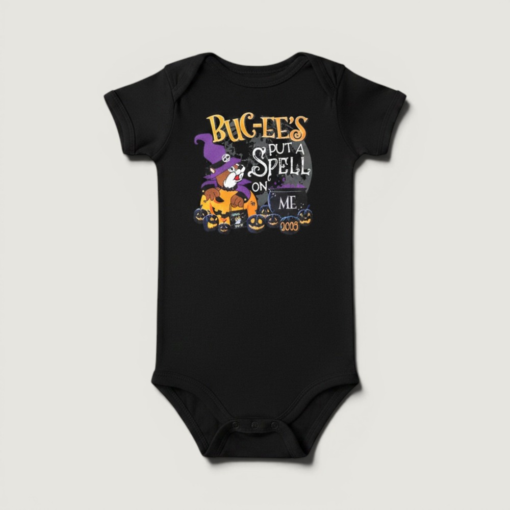 Buc-ees Halloween Baby Outfit 9M Put A Spell On Me Glow In Dark Bodysuit Black